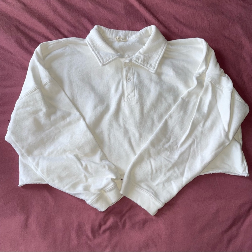 Brandy Melville John Galt Cropped Collared Sweatshirt